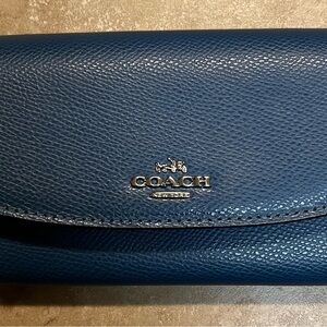Coach Navy Textured Leather Clutch
